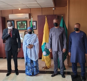 H.E Ambassador Hajo Sani with the Honourable Minister and Officers of the Nigerian Ministry of Foreign Affairs